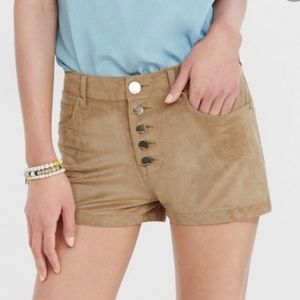 Express | Faux Suede Brown Tan Shorts Women’s Button Up Size 10